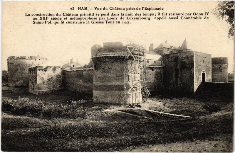 Carte postale ancienne Ham vue du chateau