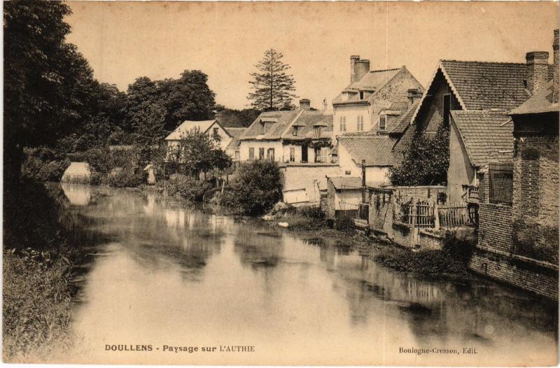 Carte postale ancienne Doullens Paysage sur l'authie à Authie
