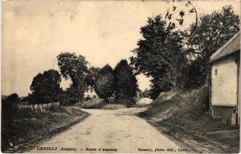 Carte postale ancienne Loeuilly Route d'Amiens à Amiens