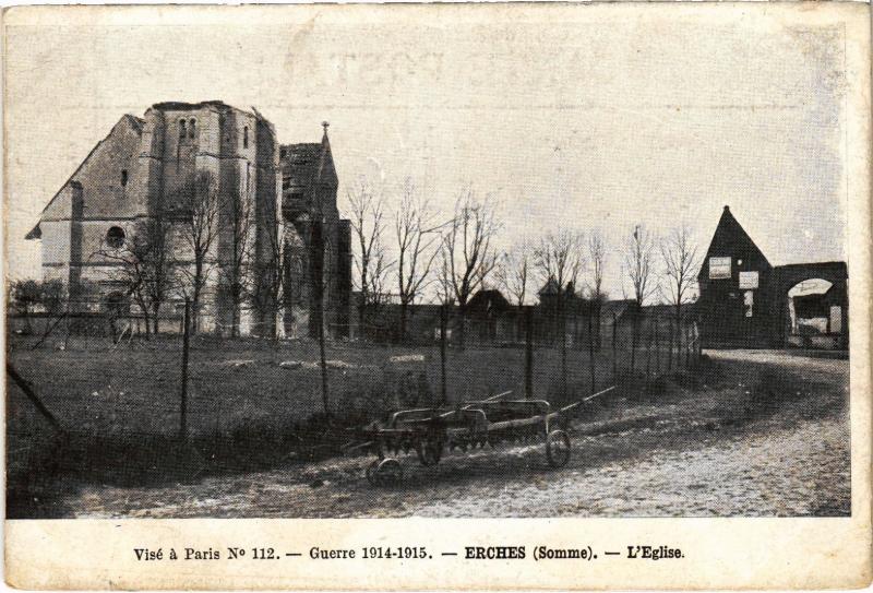 Carte postale ancienne Erches eglise à Erches
