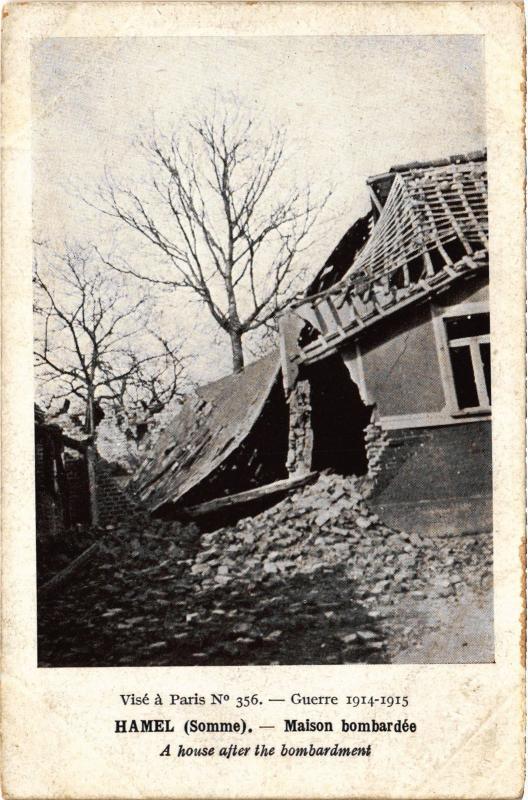 Carte postale ancienne Hamel maison bombardee