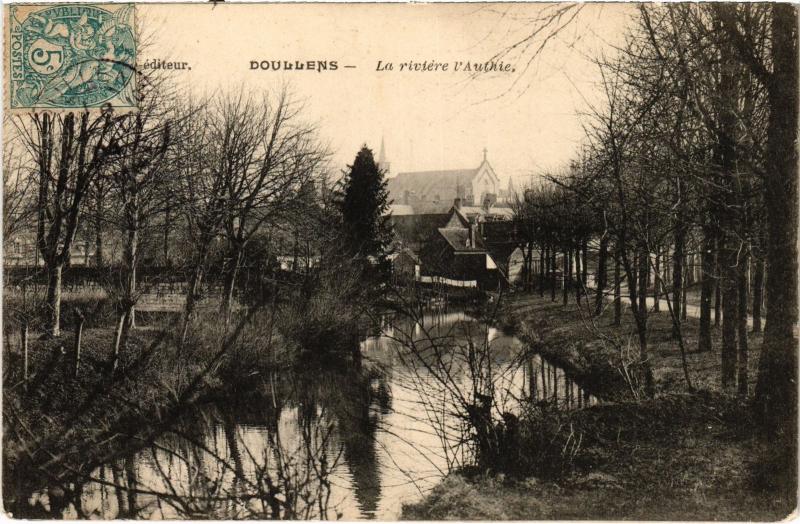 Carte postale ancienne Doullens la riviere l'Authie à Authie