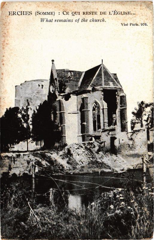 Carte postale ancienne Erches eglise à Erches