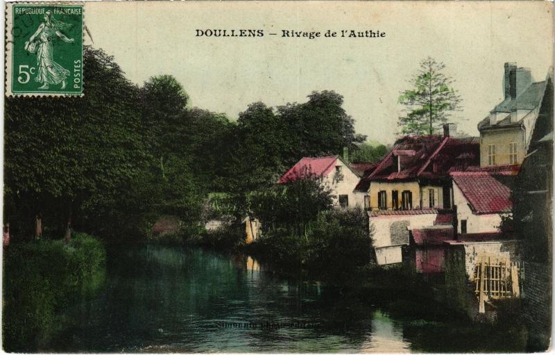 Carte postale ancienne Doullens Rivage de l'Authie à Authie