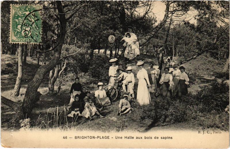 Carte postale ancienne Brighton plage une halte aux bois de sapins