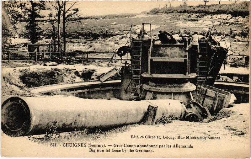 Carte postale ancienne Chuignes gros canon à Chuignes