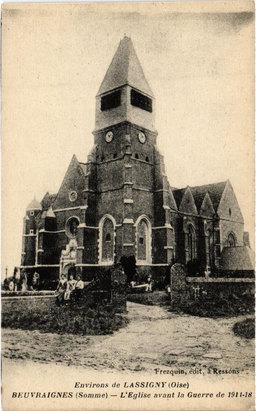 Carte postale ancienne Beuvraignes eglise à Beuvraignes