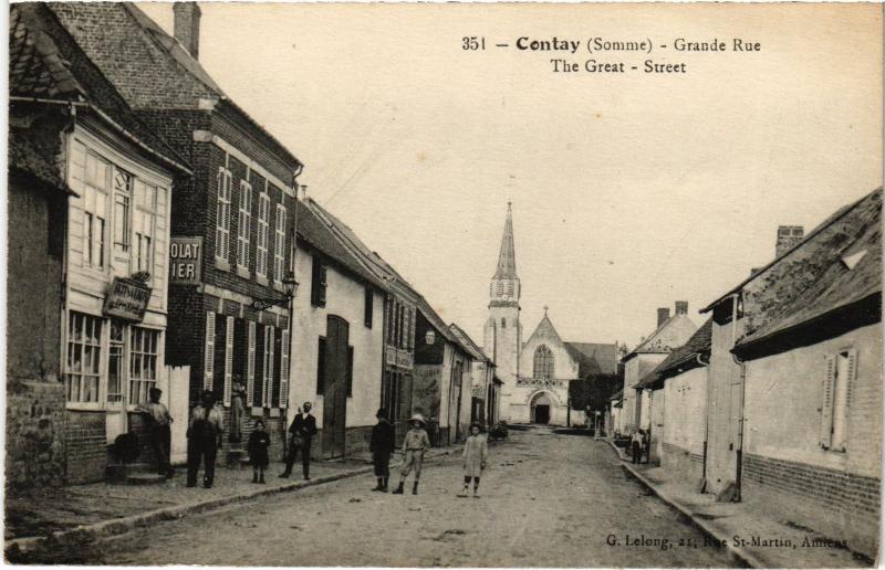 Carte postale ancienne Contay Grande Rue à Contay