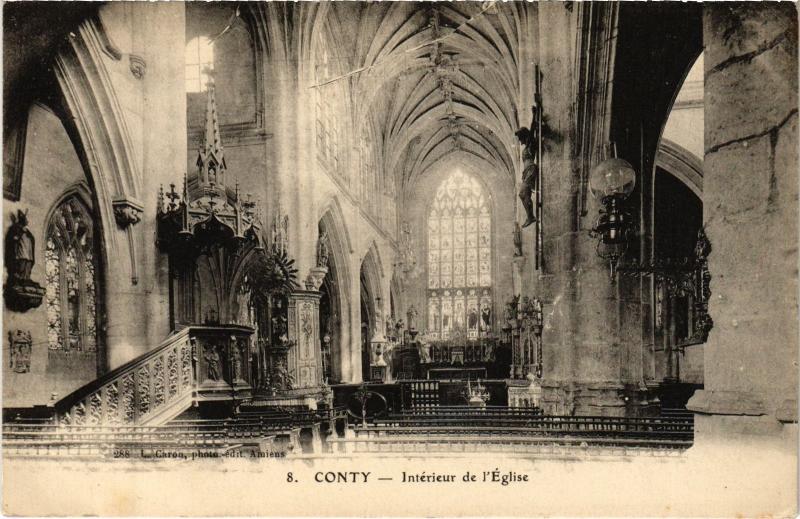 Carte postale ancienne Conty interieur de l'eglise à Conty