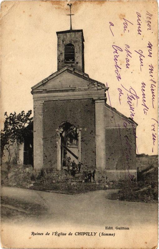 Carte postale ancienne Chipilly ruines de l'eglise à Chipilly