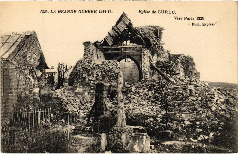 Carte postale ancienne Curlu eglise à Curlu