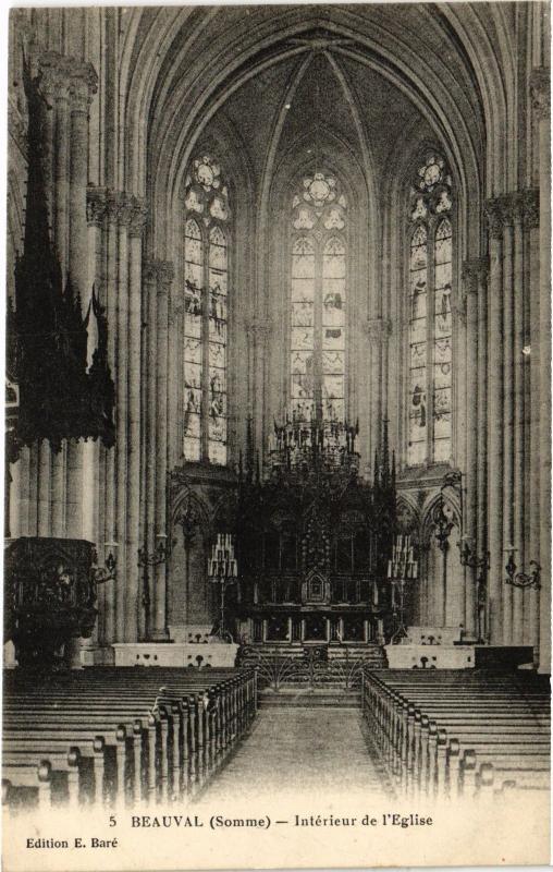 Carte postale ancienne Beauval interieur de l'eglise à Beauval