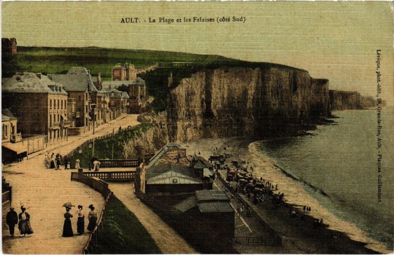 Carte postale ancienne Ault la plage et les Falaises