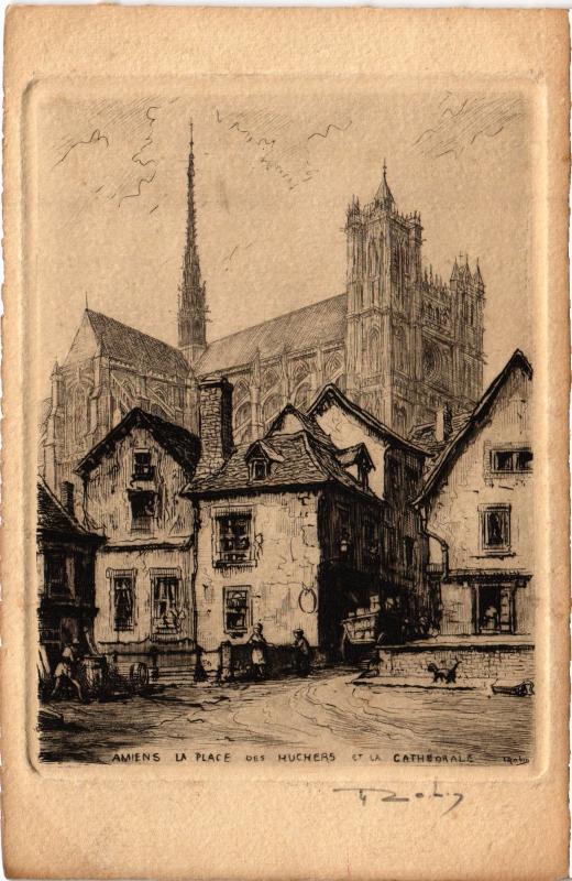 Carte postale ancienne Amiens Place des Muchers à Amiens