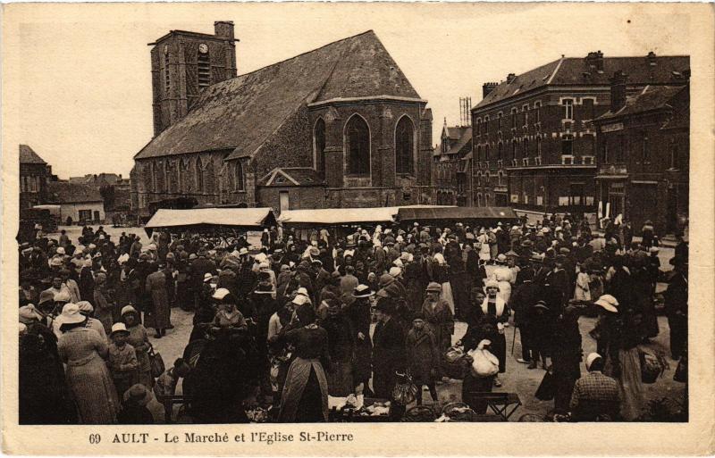 Carte postale ancienne Ault le Marche et Eglise Saint-Pierre