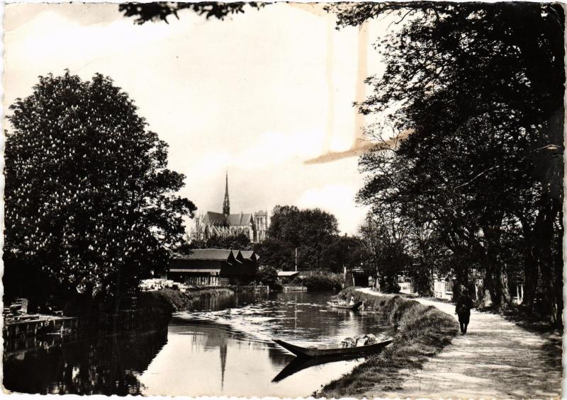 Carte postale ancienne Amiens Chemin du Halage à Amiens