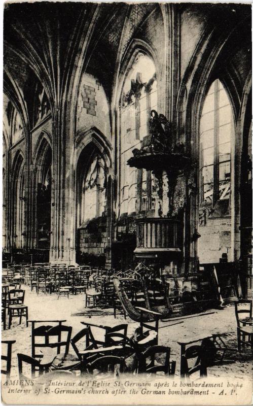 Carte postale ancienne Amiens interieur de l'eglise Saint-Germain à Amiens