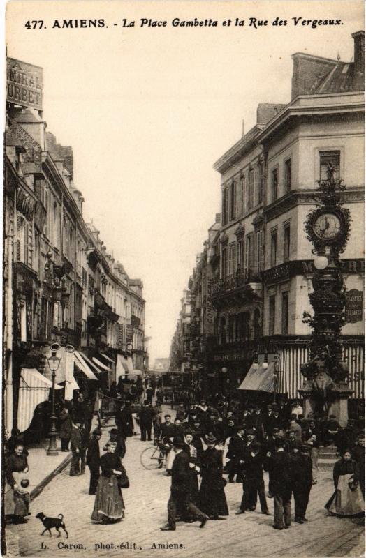 Carte postale ancienne Amiens Place Gambetta à Amiens