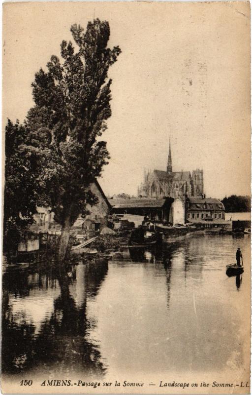 Carte postale ancienne Amiens Paysage sur la Somme à Amiens