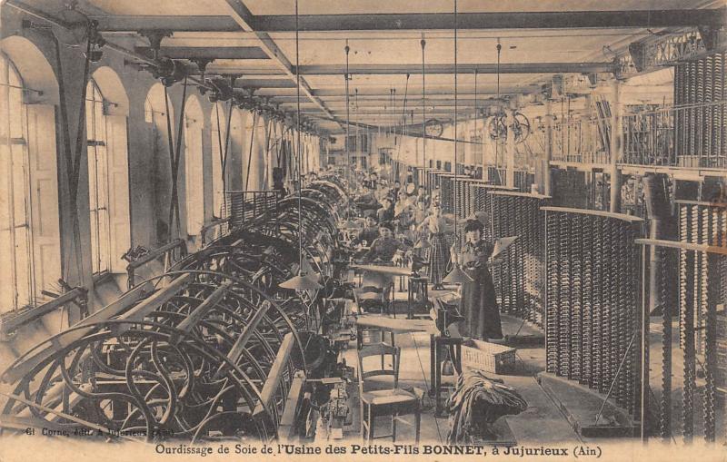 Carte postale ancienne Jujurieux - Ourdissage De Soie De L'Usine Des Petits Fils Bonnet à Jujurieux