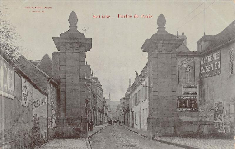 Carte postale ancienne Moulins - Porte De Paris - cpa émail rare: à Moulins