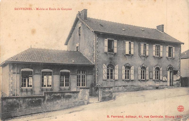 Carte postale ancienne Sanvignes - Mairie Et Ecole De Garcons