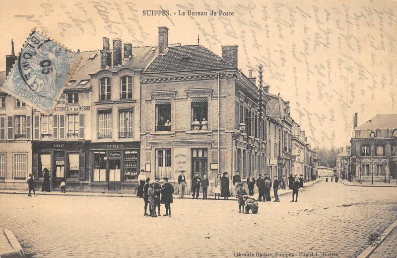 Carte postale ancienne Suippes - Le Bureau De Poste à Suippes