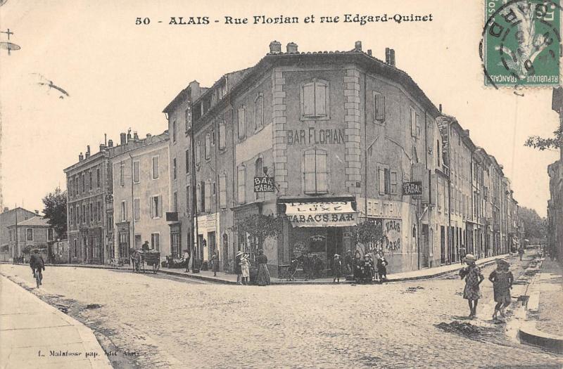 Carte postale ancienne Alais - Rue Florian Et Rue Edgard Quinet