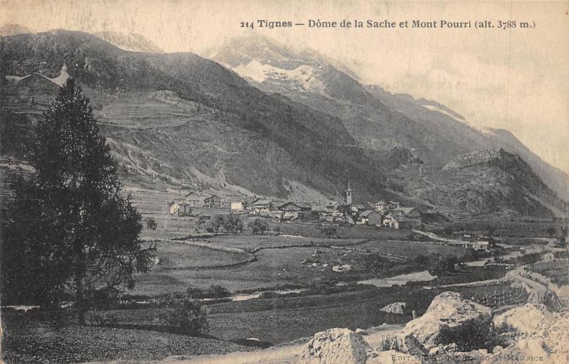 Carte postale ancienne Tignes - Dome De La Sache Et Mont Pourri à Tignes