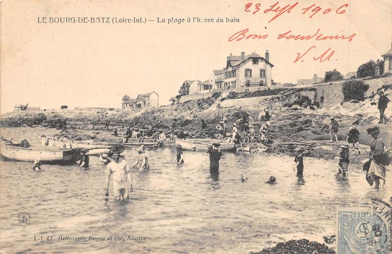 Carte postale ancienne Bourg De Batz - La Plage A L'Heure Du Bain