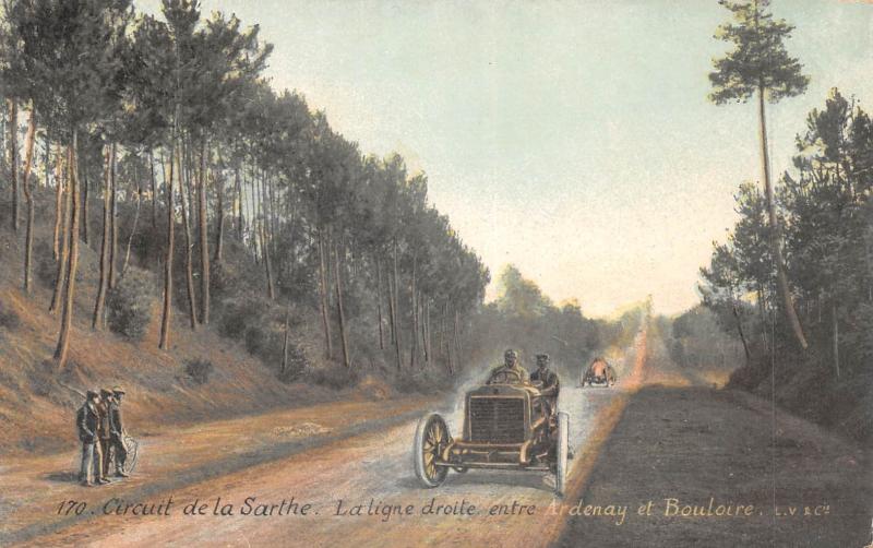Carte postale ancienne Circuit De La Sarthe - La Ligne Droite Entre Ardenay Et Bouloire à Bouloire