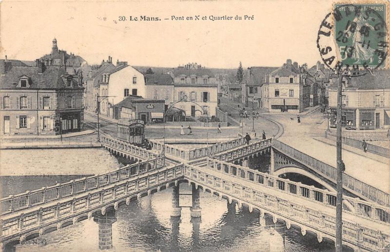 Carte postale ancienne Le Mans - Le Pont En X - Quartier Du Pre au Mans