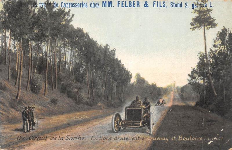 Carte postale ancienne Circuit De La Sarthe - La Ligne Droite Entre Ardenay Et Bouloire à Bouloire