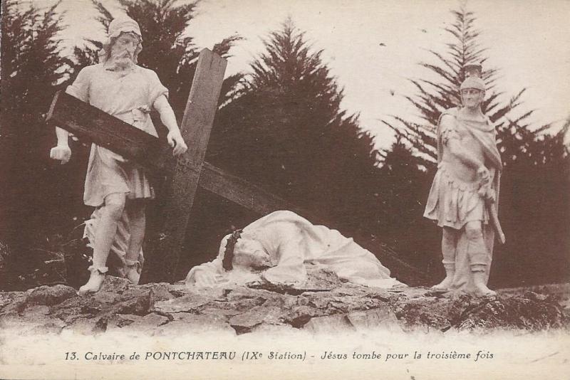 Carte postale ancienne Calvaire de Pontchâteau (IXe Station) - Jésus tombe pour la troisième fois à Pontchâteau