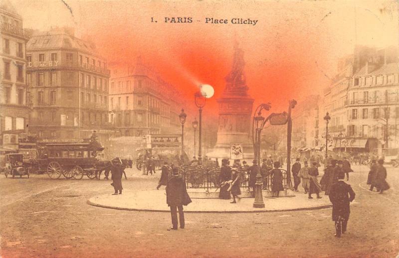 Carte postale ancienne Paris - Place Clichy à Paris