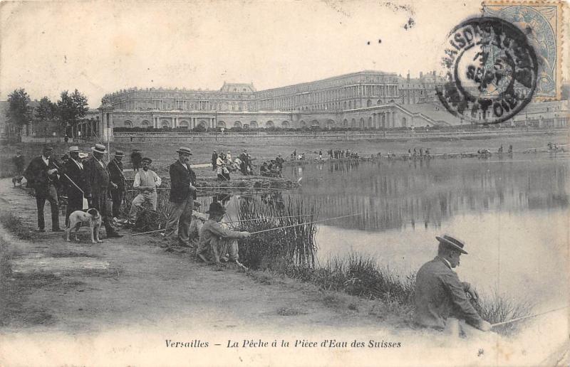 Carte postale ancienne Versailles - La Peche A  La Piece D'Eau Des Suisses à Versailles