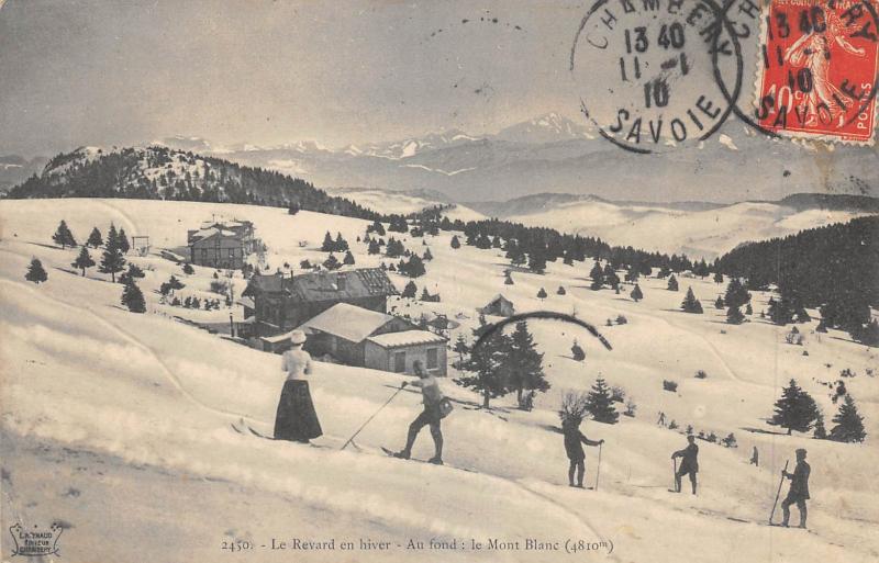 Carte postale ancienne Le Revard En Hiver - Au Fond - Le Mont Blanc