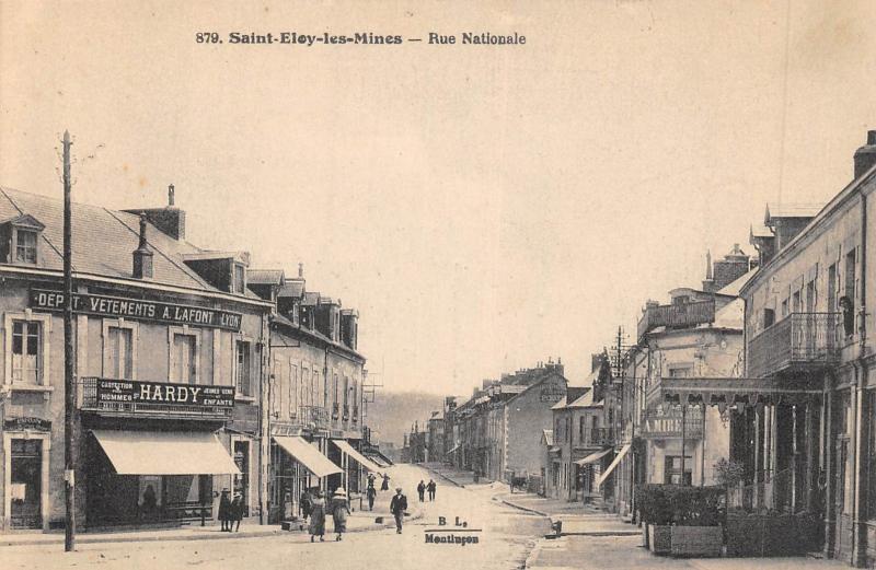 Carte postale ancienne Saint Eloi Les Mines - Rue Nationale