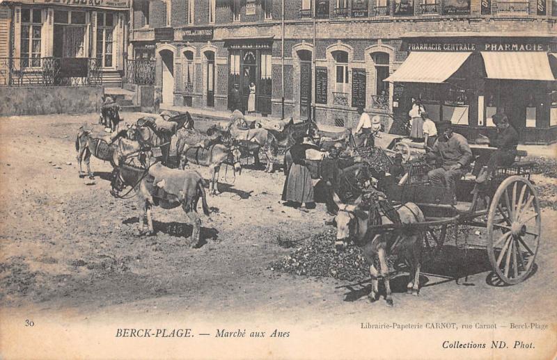 Carte postale ancienne Berck Plage - Marche Aux Anes à Berck