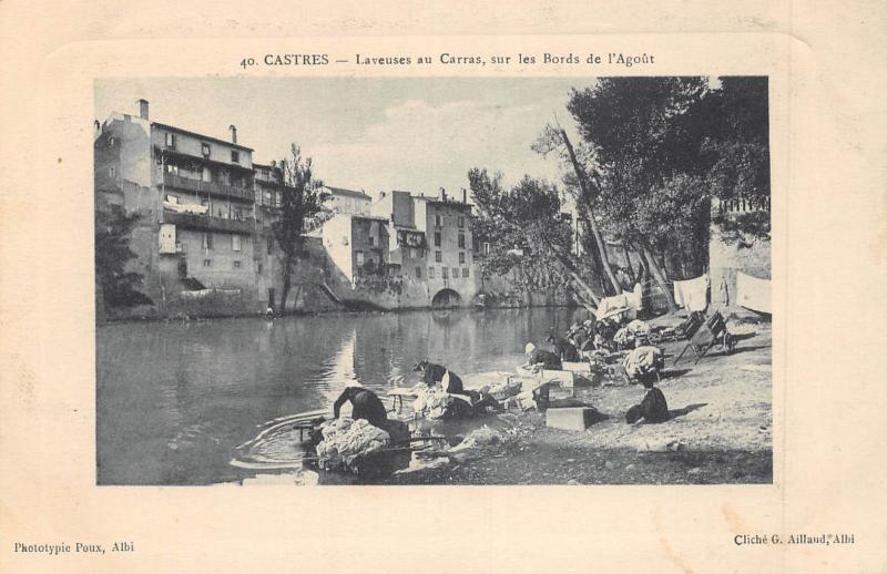 Carte postale ancienne Castres - Laveuses Au Carras - Sur Les Bords De L'Agout à Castres
