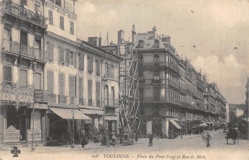 Carte postale ancienne Toulouse - Place Du Pont Neuf Et Rue De Metz à Toulouse