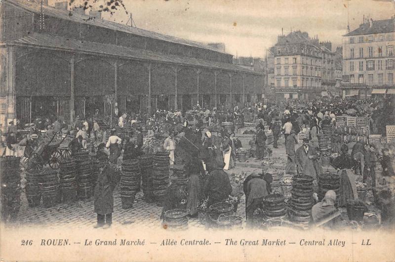 Carte postale ancienne Rouen - Le Grand Marche - Alleee Centrale à Rouen