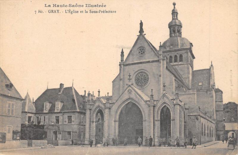 Carte postale ancienne Gray - L'Eglise Et La Sous Prefecture à Gray