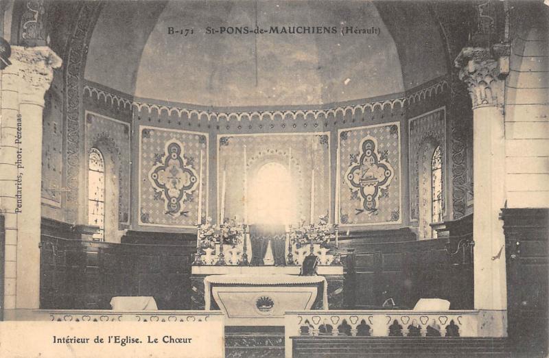 Carte postale ancienne Saint Paul De Mauchiens - Interieur De L'Eglise - Le Choeur