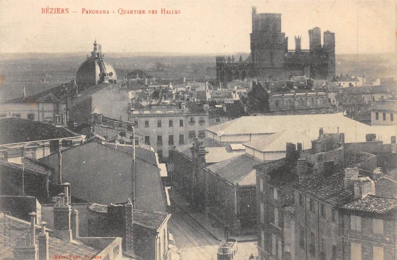 Carte postale ancienne Beziers - Panorama Des Halles à Béziers