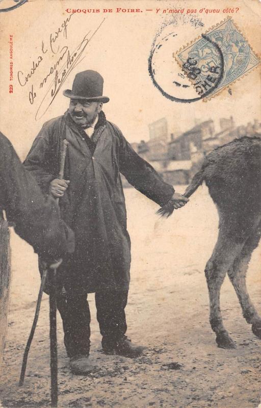 Carte postale ancienne Croquis De Foire - Marchand De Betail