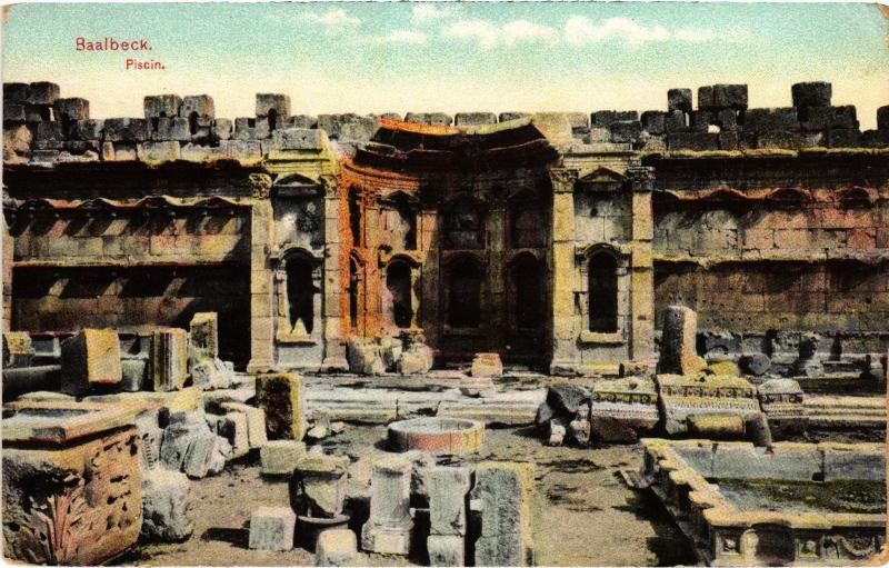 Carte postale ancienne Baalbeck Piscin Lebanon