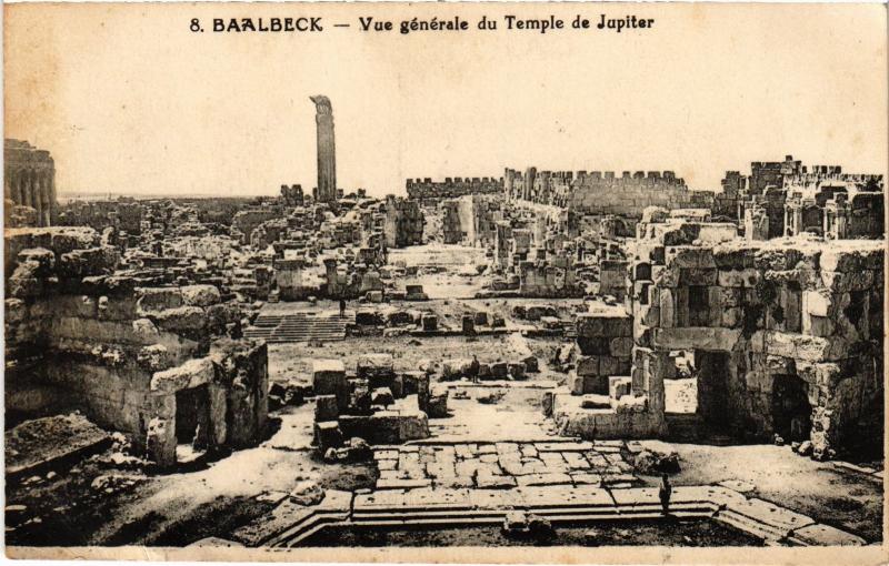 Carte postale ancienne Baalbeck vue generale du Temple de Jupiter Lebanon