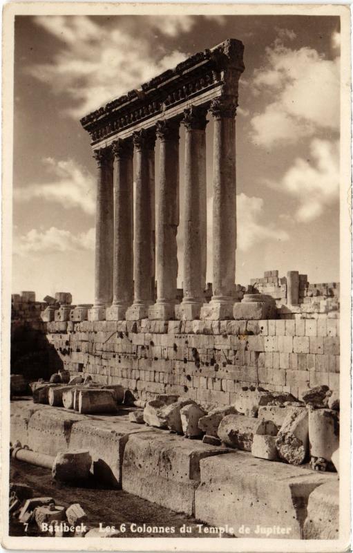 Carte postale ancienne Baalbeck Colonnes du Temple de Jupiter Lebanon