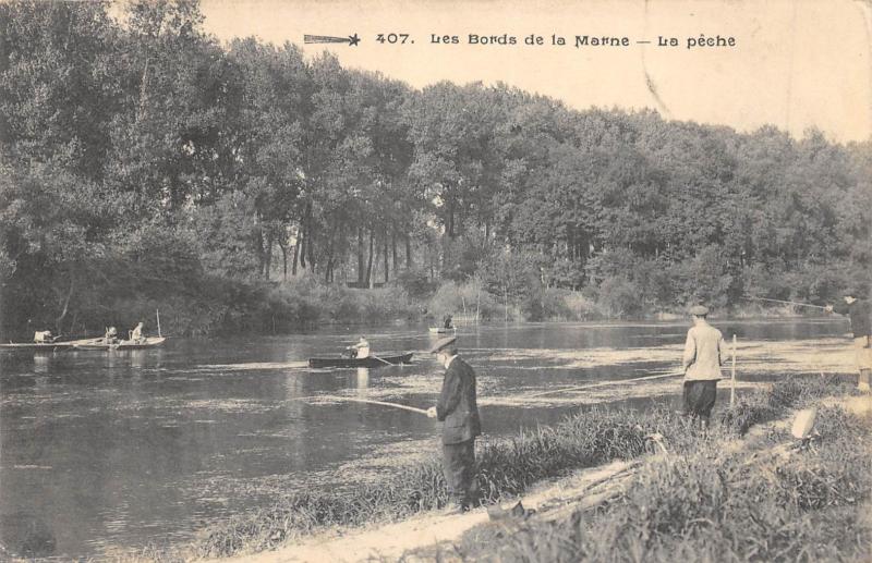 Carte postale ancienne Les Bords De La Marne - La Peche
